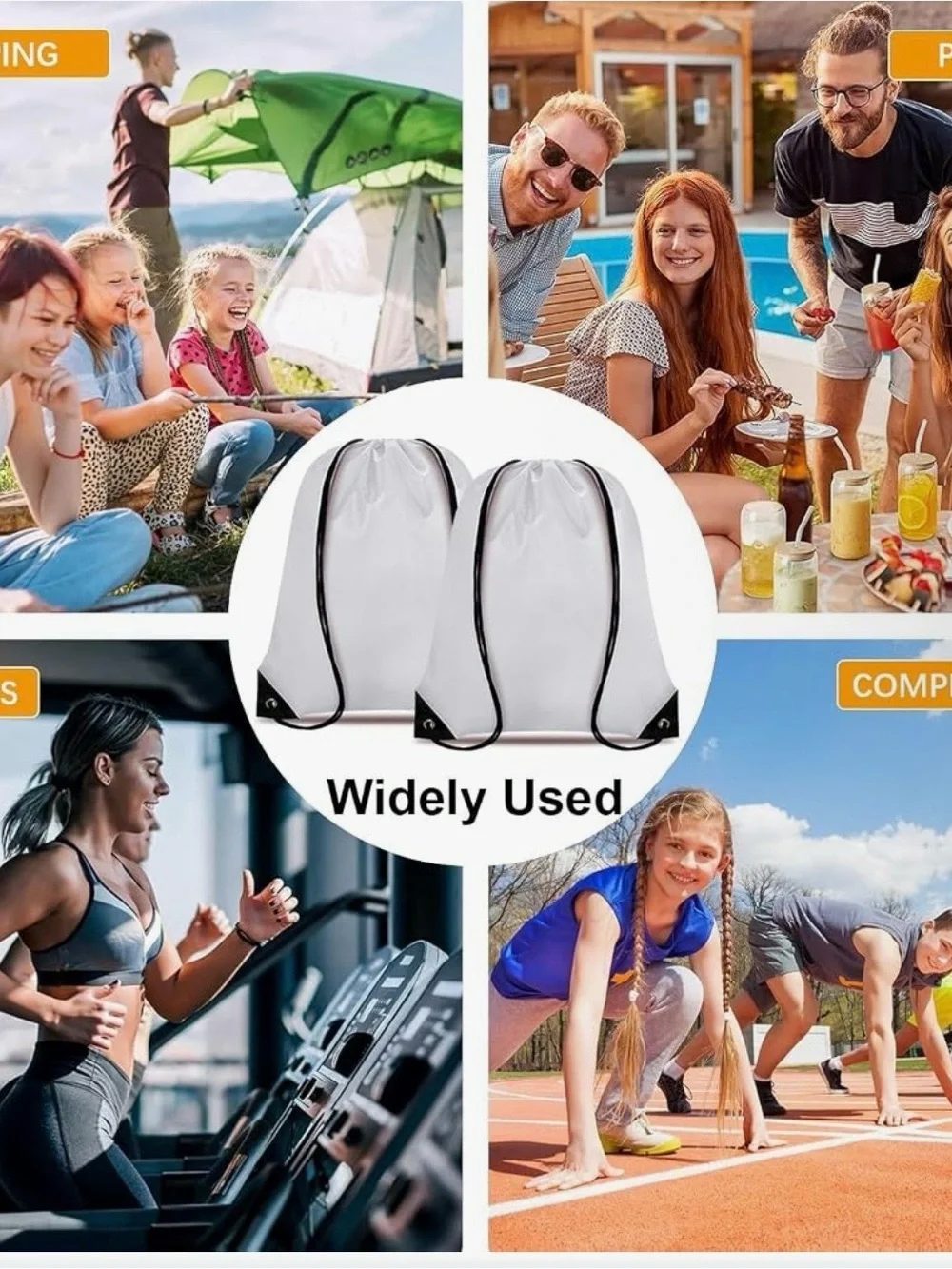 Drawstring Gym Sack Multi-use Backpack - Bundle of 12 - Actual Colors in Photos